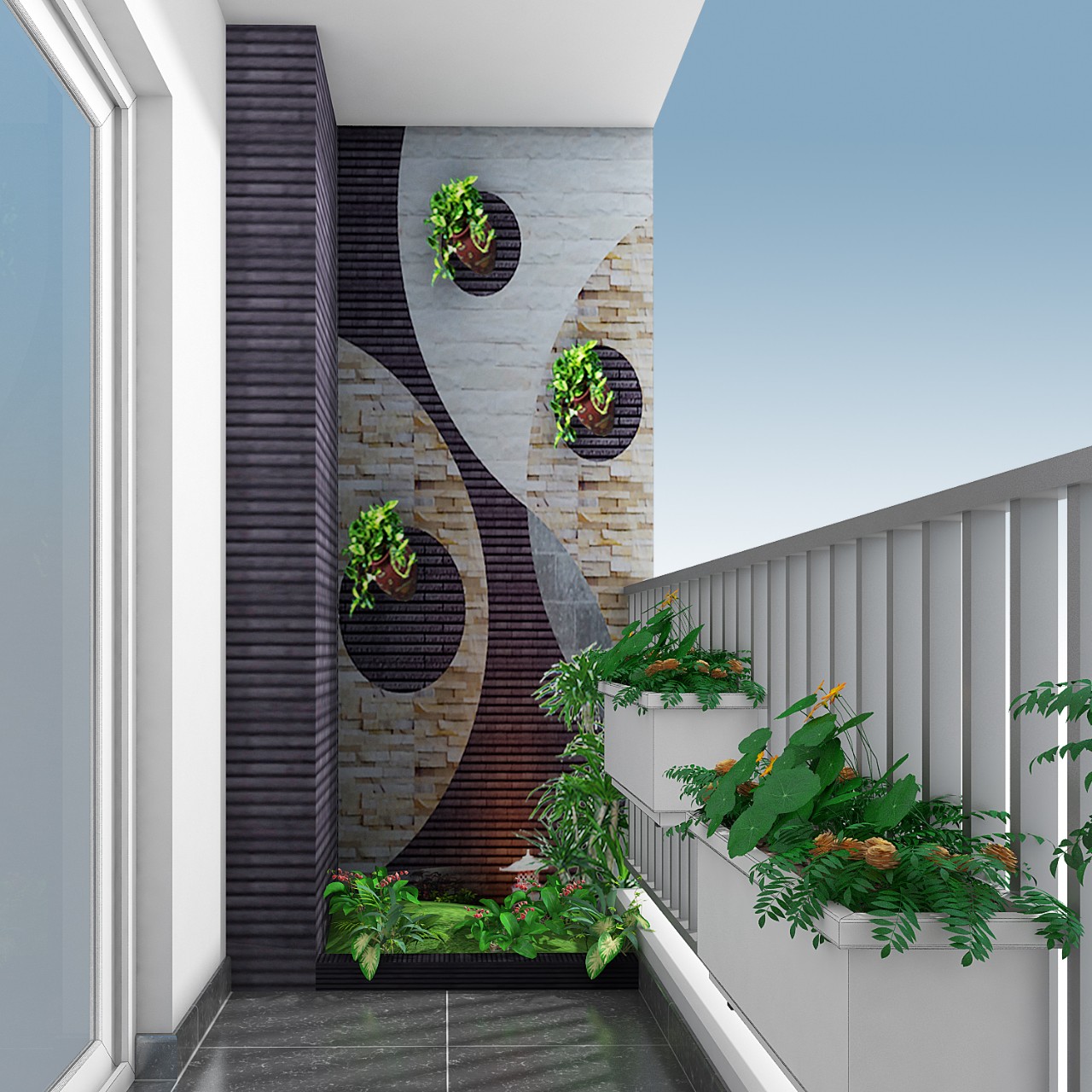 thiết kế thi công tiểu cảnh ban công (8)